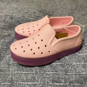 Pink Slip-On Shoes with Purple Soles